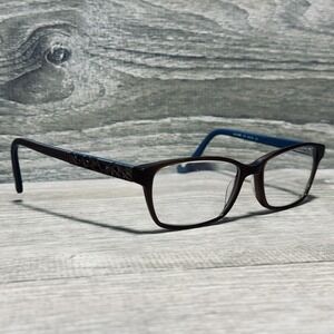 Marchon NYC JULLIARD 210 Downtown Eyeglass Frames 52-16-135 Brown Blue Rectangle